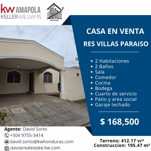 2BR house in gated Residencial Villas Paraíso
